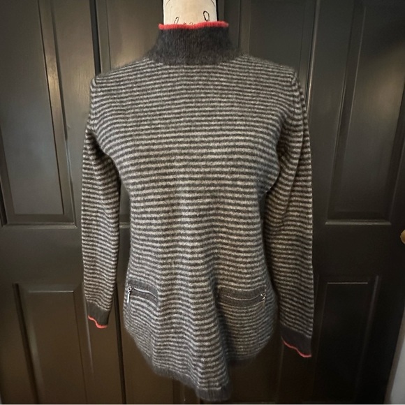 PECK & PECK  Cashmere Women's Gray Striped Sweater Tunic  Size L. (A4 - Picture 2 of 11